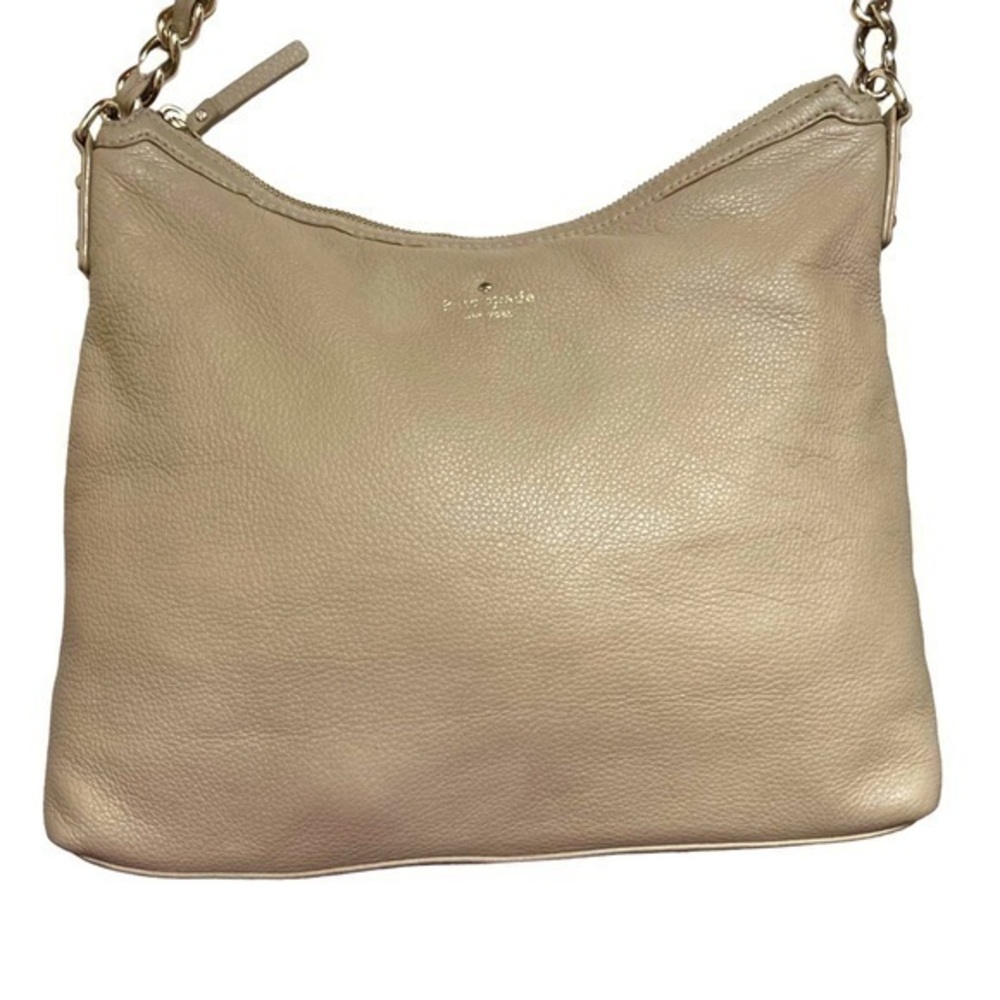Kate spade taupe gray leather hobo bag